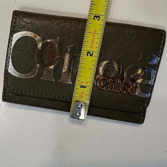 Chloe Taupe Brown Leather Monogram Key Holder Wallet - Picture 13 of 13